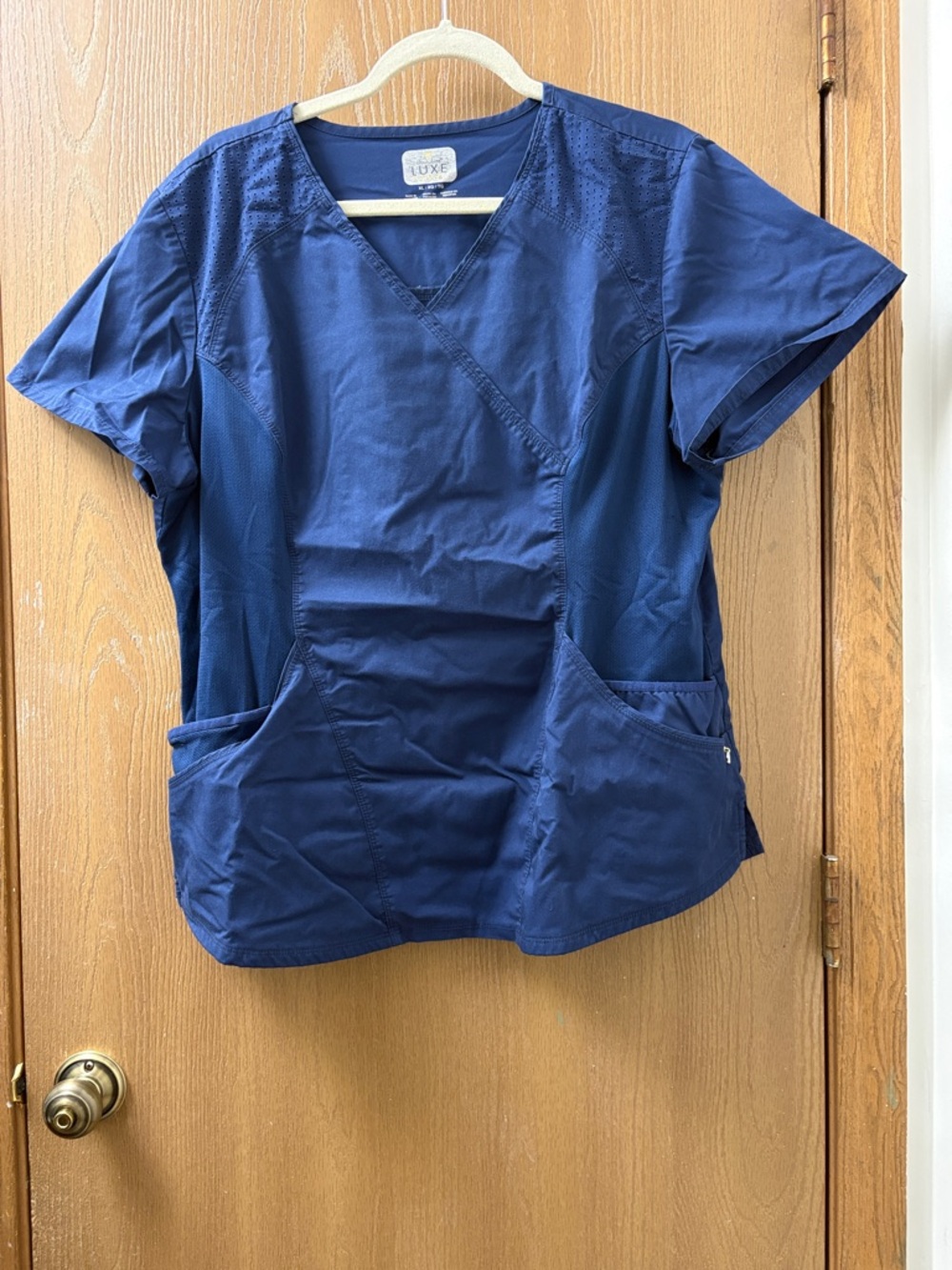 Cherokee Women’s LUXE SPORT Navy Blue Scrub Short Sleeve Scrub Top